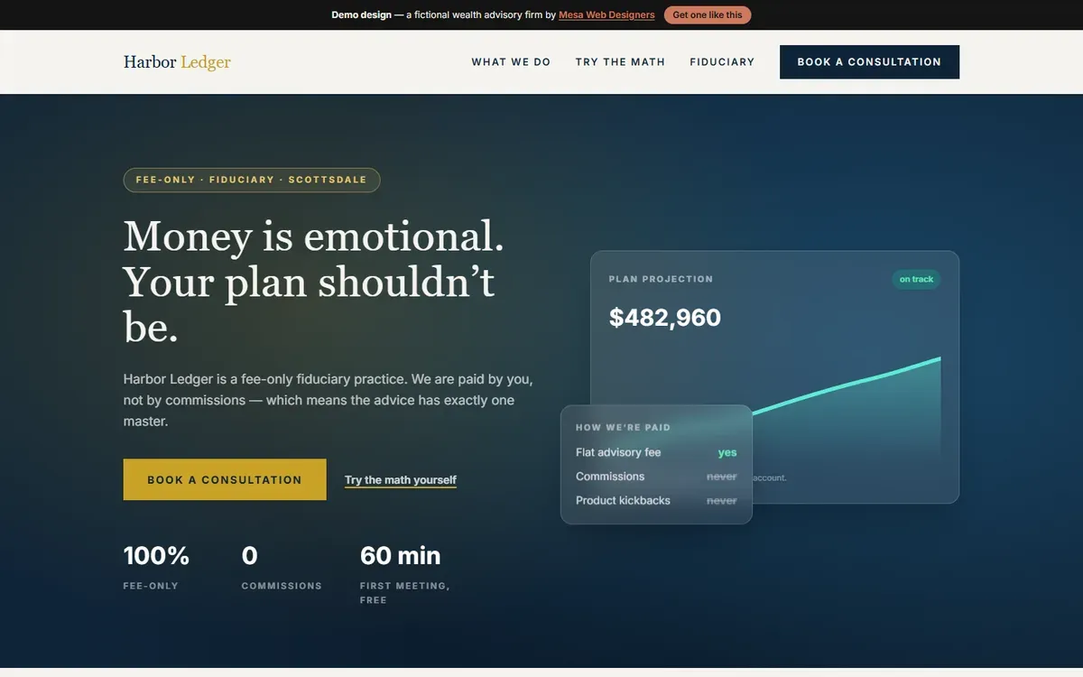 Screenshot of the Harbor Ledger demo homepage